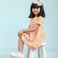 Hand Block Printed Floral Frock for Girls Kids (Orange) - Tweeny Mini