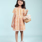 Hand Block Printed Floral Frock for Girls Kids (Orange) - Tweeny Mini