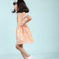 Hand Block Printed Floral Frock for Girls Kids (Orange) - Tweeny Mini