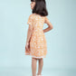 Hand Block Printed Floral Frock for Girls Kids (Orange) - Tweeny Mini