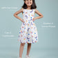 Rainbow & Unicorn Printed Frock for Girls kids (White) - Tweeny Mini