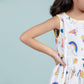 Rainbow & Unicorn Printed Frock for Girls kids (White) - Tweeny Mini