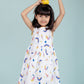 Rainbow & Unicorn Printed Frock for Girls kids (White) - Tweeny Mini
