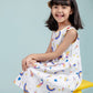 Rainbow & Unicorn Printed Frock for Girls kids (White) - Tweeny Mini