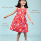 Rainbow & Unicorn Printed Frock for Kids Girls (Red) - Tweeny Mini