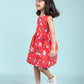 Rainbow & Unicorn Printed Frock for Kids Girls (Red) - Tweeny Mini