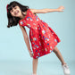 Rainbow & Unicorn Printed Frock for Kids Girls (Red) - Tweeny Mini