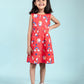 Rainbow & Unicorn Printed Frock for Kids Girls (Red) - Tweeny Mini