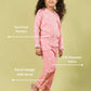 Pure Rayon Floral Full Sleeve Night Suit for Girls Kids (Full Sleeve, Peach) - Tweeny Mini