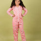 Pure Rayon Floral Full Sleeve Night Suit for Girls Kids (Full Sleeve, Peach) - Tweeny Mini
