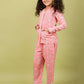 Pure Rayon Floral Full Sleeve Night Suit for Girls Kids (Full Sleeve, Peach) - Tweeny Mini