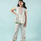 Bird Printed Girls Cotton Nightsuit with Eye Mask (Green) - Tweeny Mini