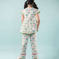 Bird Printed Girls Cotton Nightsuit with Eye Mask (Green) - Tweeny Mini