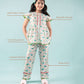 Bird Printed Girls Cotton Nightsuit with Eye Mask (Green) - Tweeny Mini