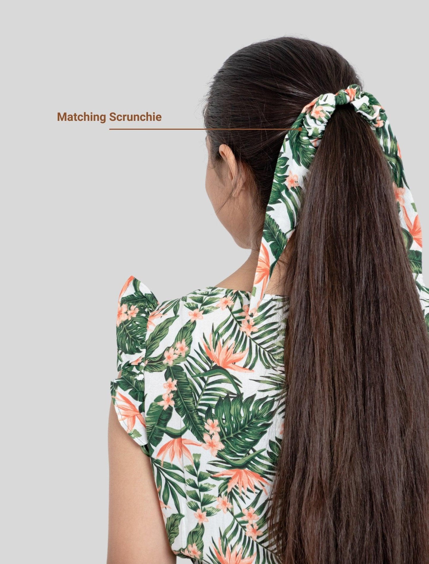 Tropical Floral Summer Jumpsuit for Kids Girls (Green) - Tweeny Mini