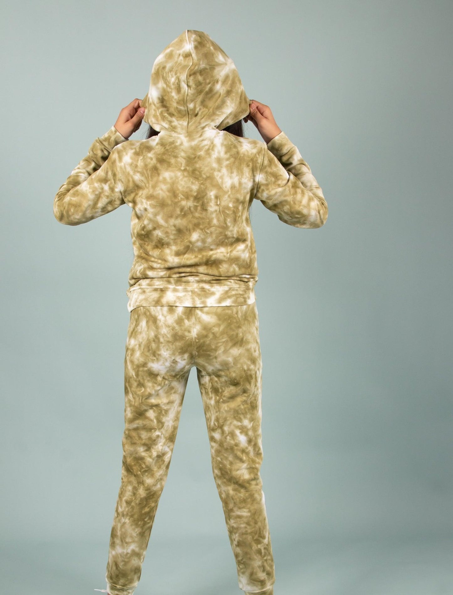 Winter Tie Dye Hoodie Jogger Set for Girls Kids (Sage Green) - Tweeny Mini