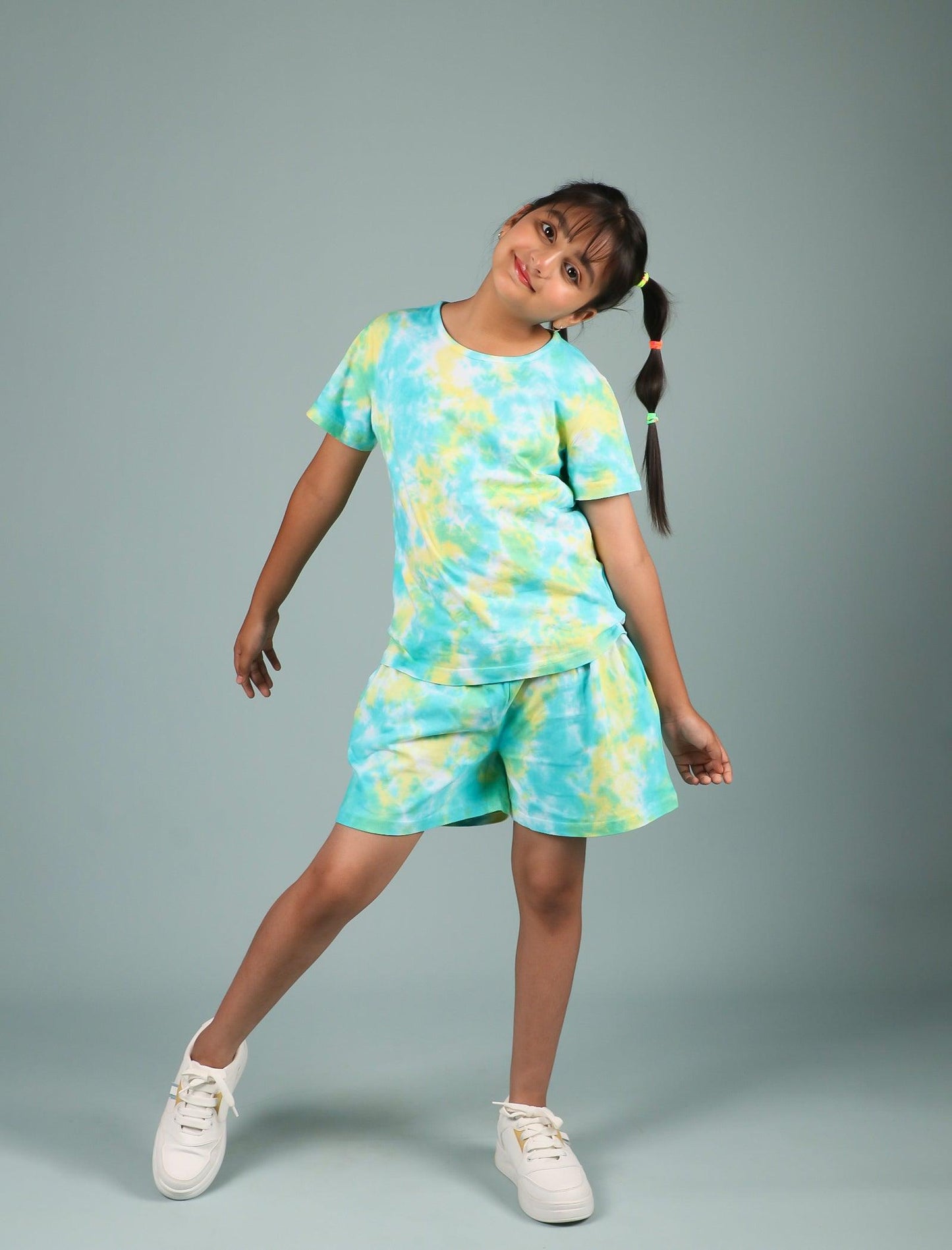 Super Soft Tie-Dye Girls Co-ord set (Lemon Green) - Tweeny Mini