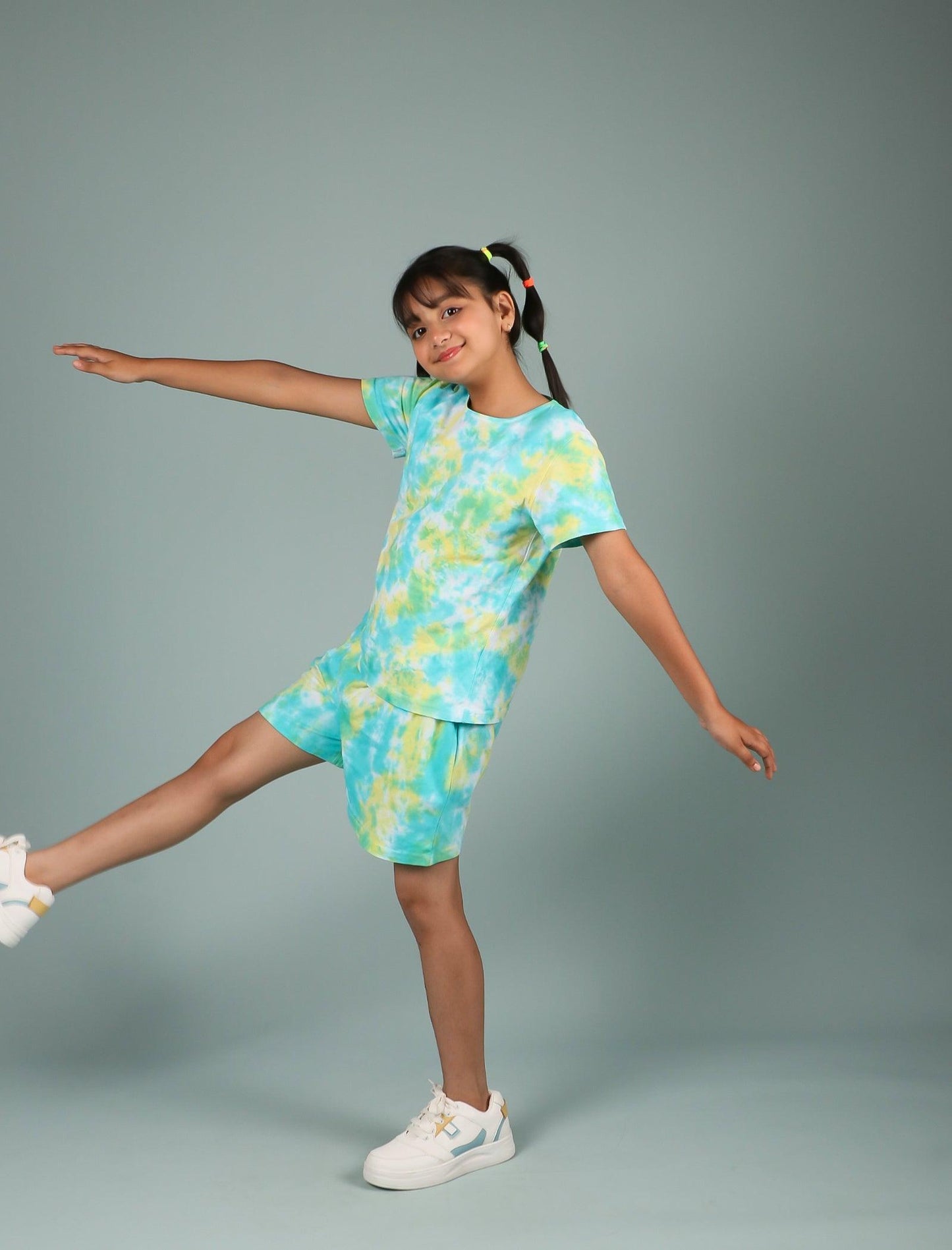 Super Soft Tie-Dye Girls Co-ord set (Lemon Green) - Tweeny Mini