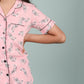 Pure Rayon Zebra Printed Kids Girls Nightwear Pajama Set (Half Sleeves, Pink) - Tweeny Mini