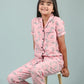 Pure Rayon Zebra Printed Kids Girls Nightwear Pajama Set (Half Sleeves, Pink) - Tweeny Mini