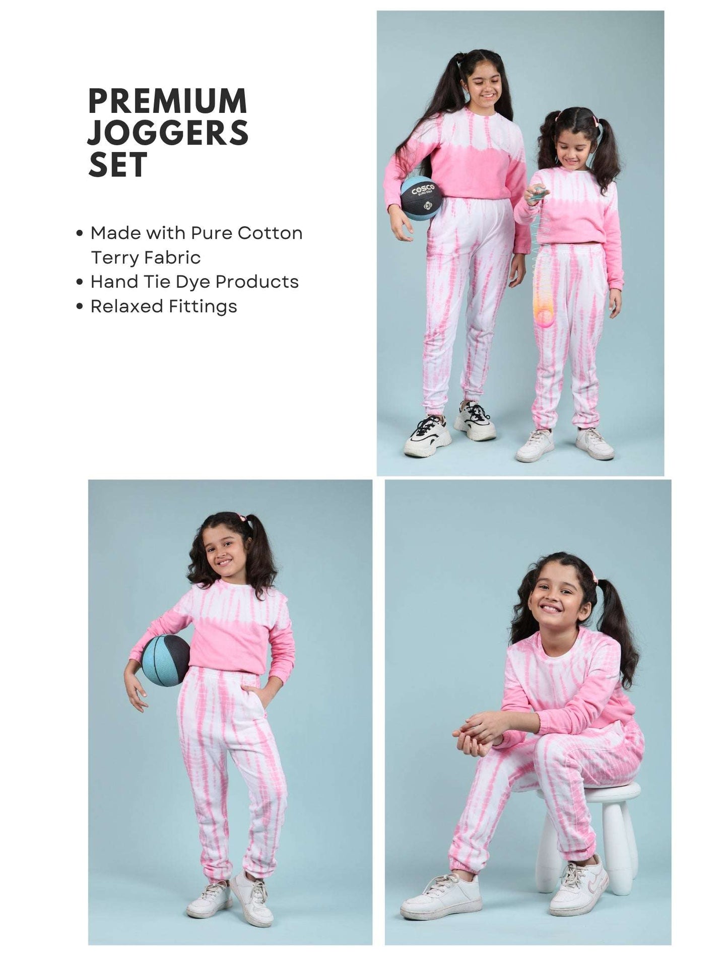 Trendy Tie Dye Girls Kids Winter Joggers Co-ord Set (Rose Pink) - Tweeny Mini