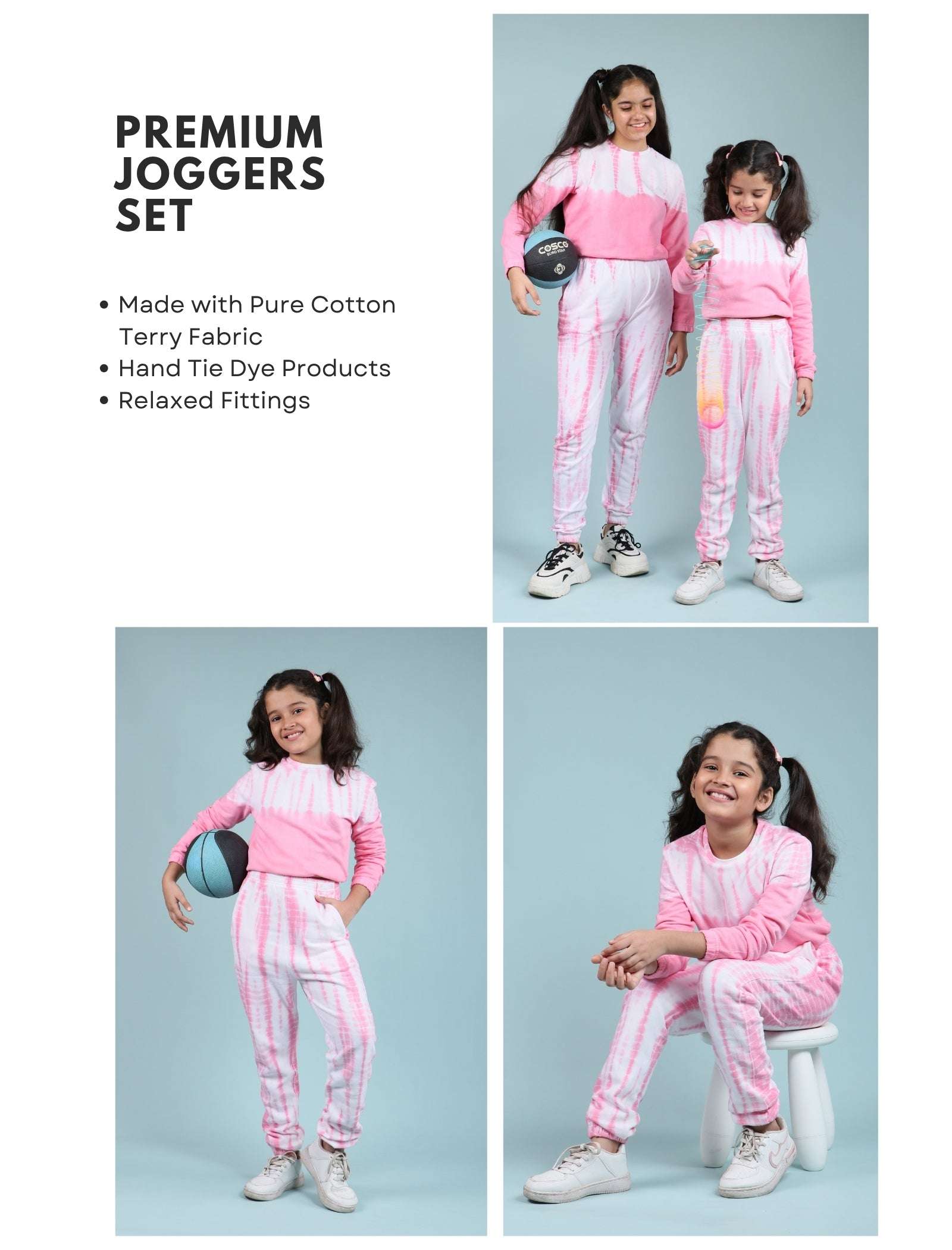 Trendy Tie Dye Girls Kids Winter Joggers Co-ord Set (Rose Pink) - Tweeny Mini
