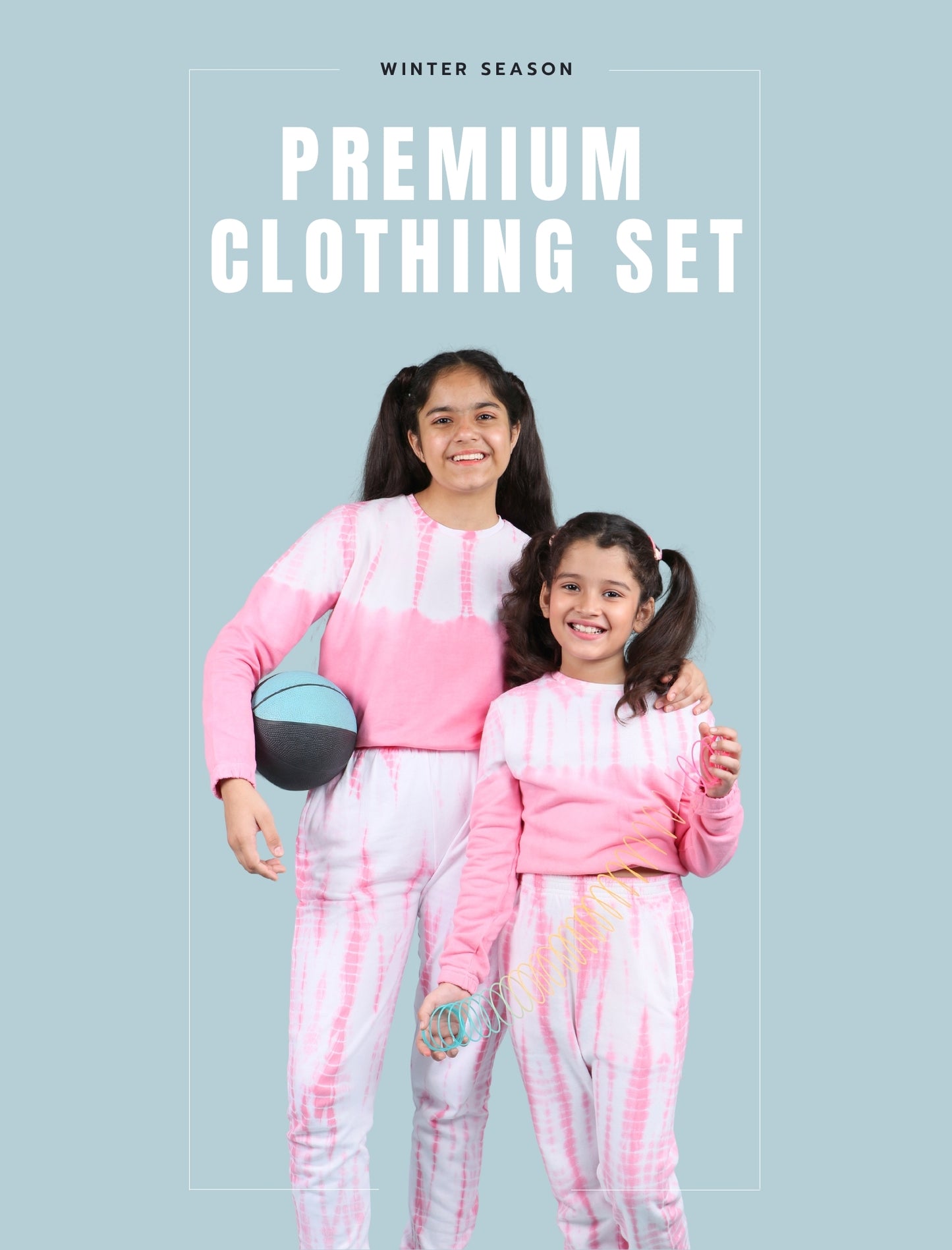 Trendy Tie Dye Girls Kids Winter Joggers Co-ord Set (Rose Pink) - Tweeny Mini