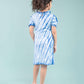 Shibori Style Kids Girls Tie Dye Dress with Puff Sleeves (Classic Blue) - Tweeny Mini