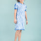 Shibori Style Kids Girls Tie Dye Dress with Puff Sleeves (Classic Blue) - Tweeny Mini