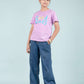 Summer Printed Graphic Tees for Girls Kids (Lavender) - Tweeny Mini