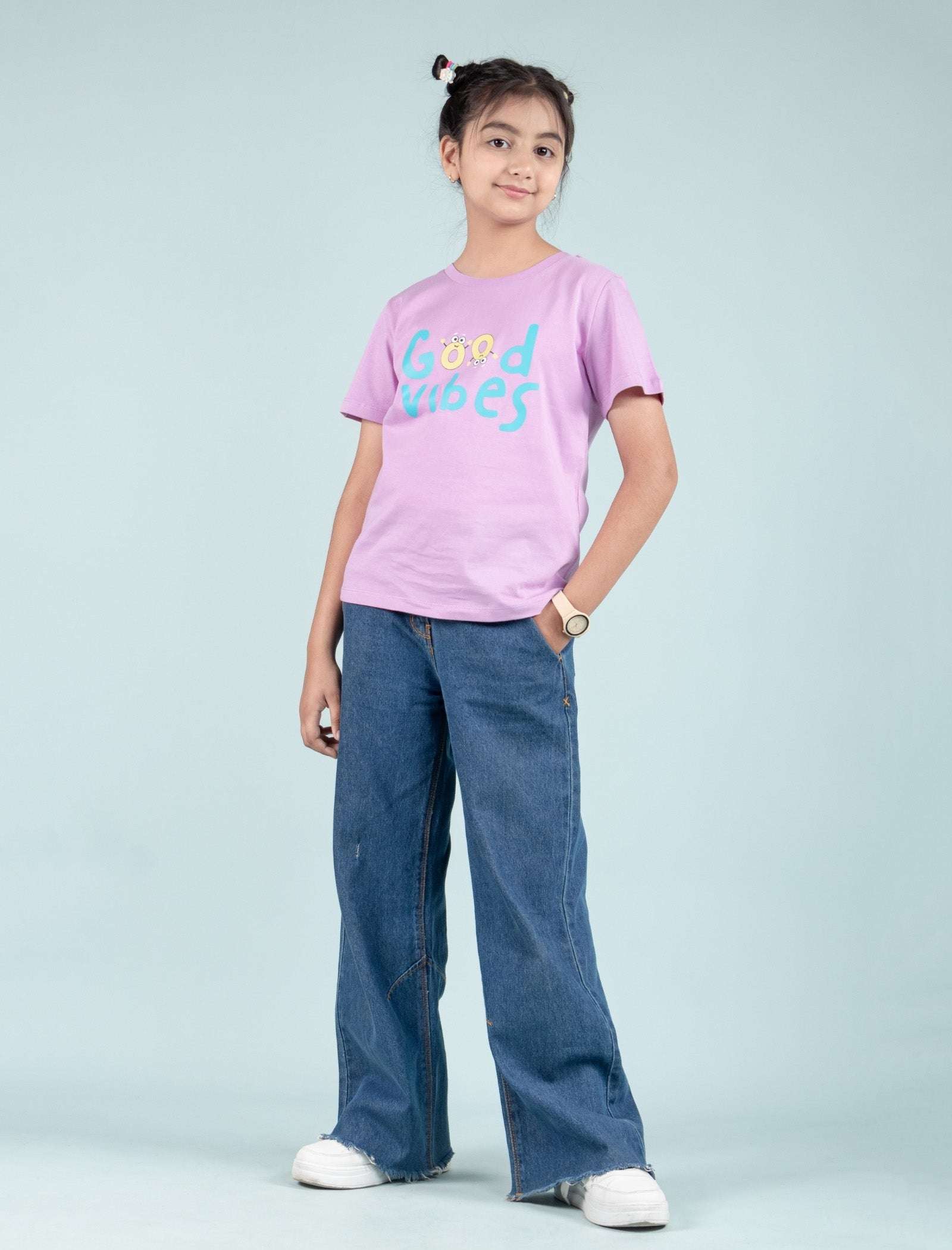 Summer Printed Graphic Tees for Girls Kids (Lavender) - Tweeny Mini