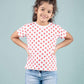 Hand Printed Pure Cotton Half Sleeve T-Shirt for Girls Kids (Red Polka Dot) - Tweeny Mini