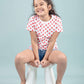 Hand Printed Pure Cotton Half Sleeve T-Shirt for Girls Kids (Red Polka Dot) - Tweeny Mini