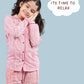Pure Cotton Handblock Print Night Suit For Kids Girls (Rose Red) - Tweeny Mini