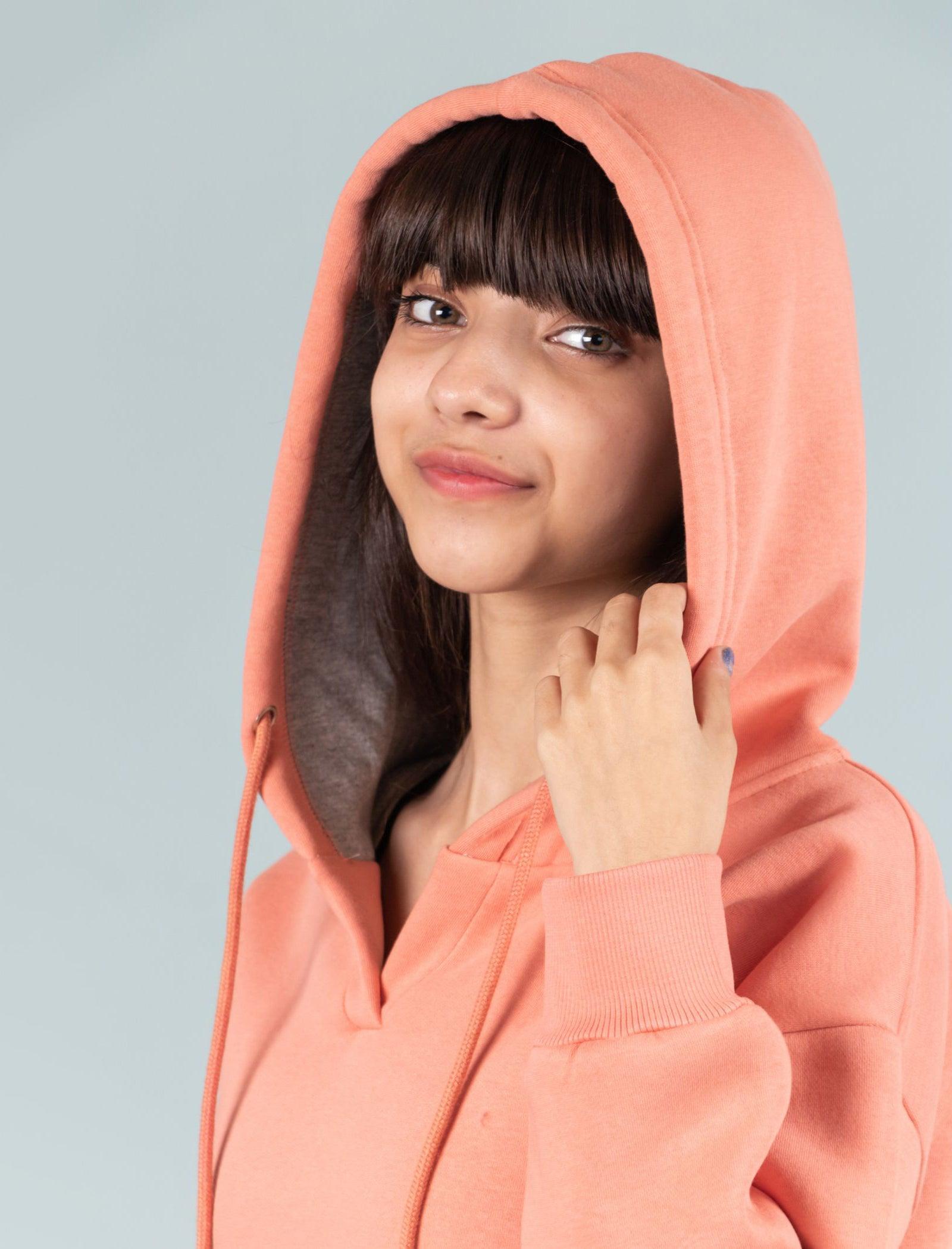 Premium Winter Fleece Hoodie for Kids Girls with Jogger Set (Coral Peach) - Tweeny Mini