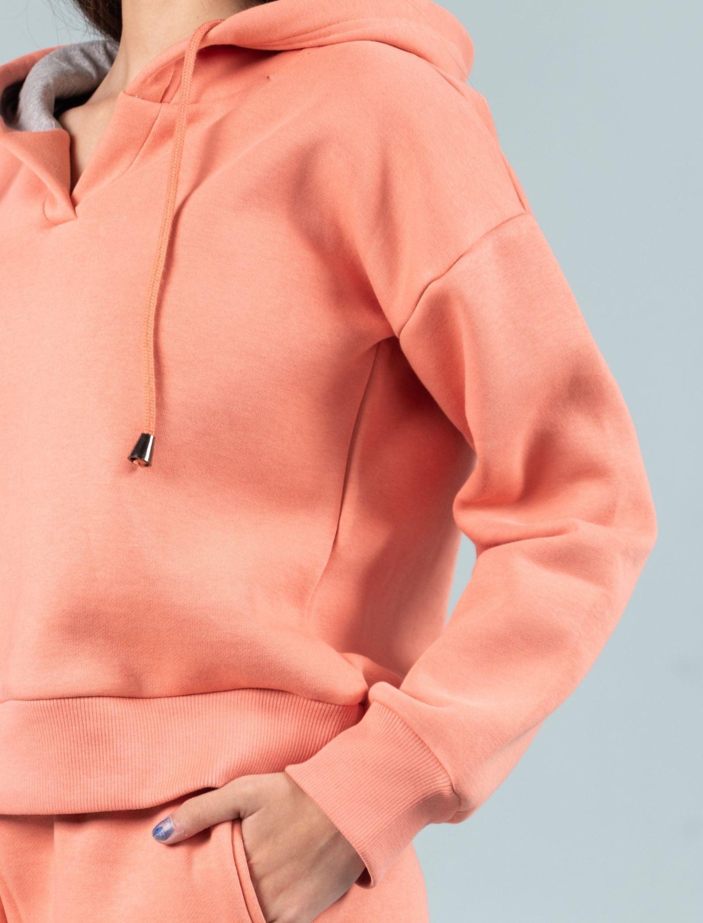 Premium Winter Fleece Hoodie for Kids Girls with Jogger Set (Coral Peach) - Tweeny Mini