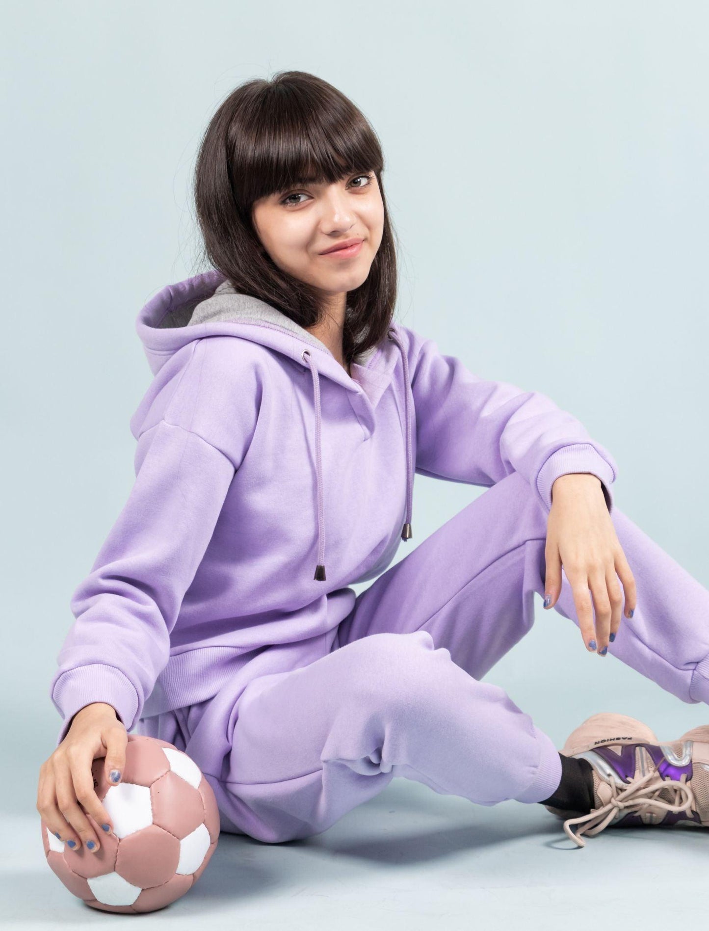 Premium Winter Fleece Hoodie for Kids Girls with Jogger Set (Lavender) - Tweeny Mini