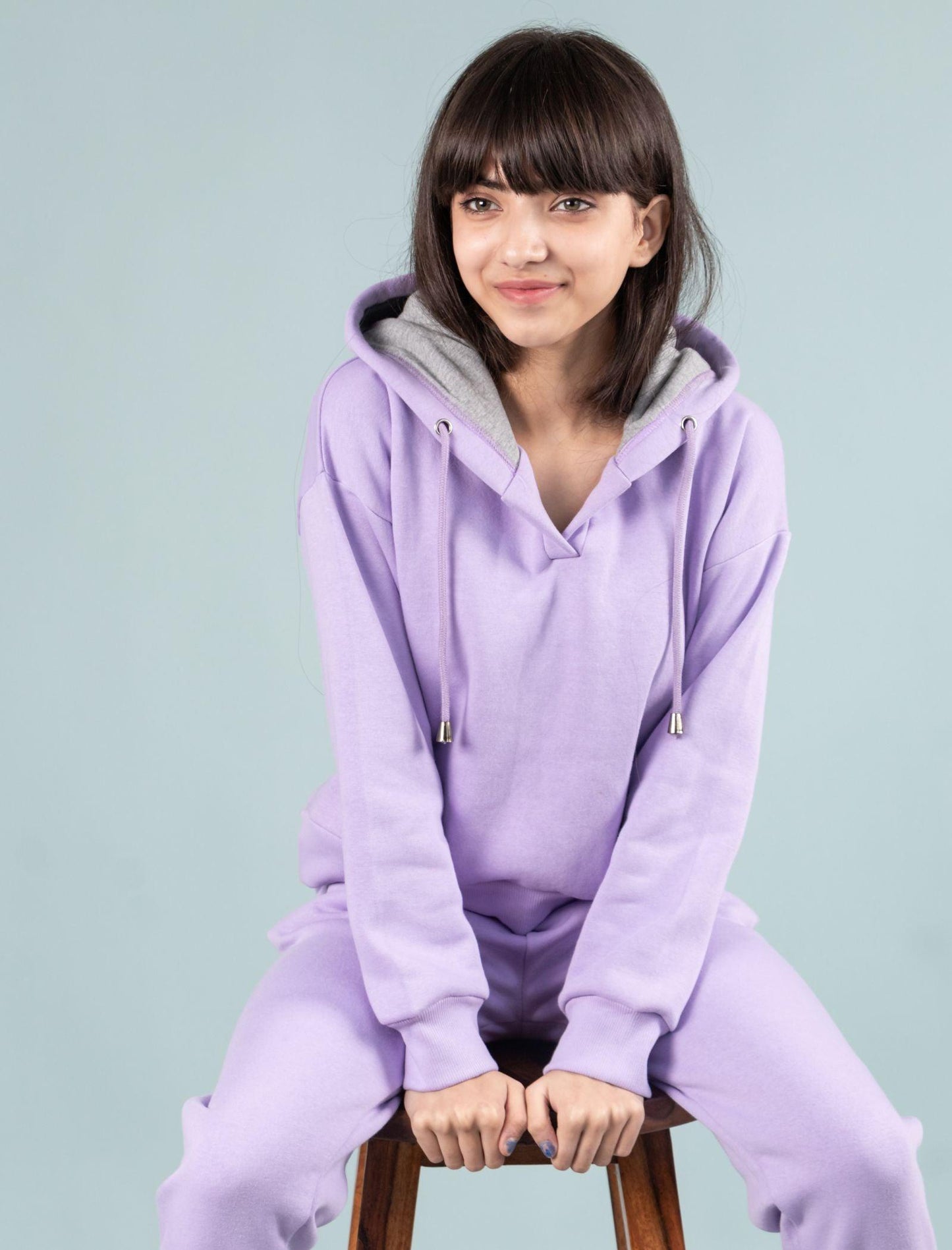 Premium Winter Fleece Hoodie for Kids Girls with Jogger Set (Lavender) - Tweeny Mini