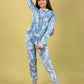 Trendy Tie-Dye Hoodie Jogger Set for Kids Girls (Cerulean Blue) - Tweeny Mini