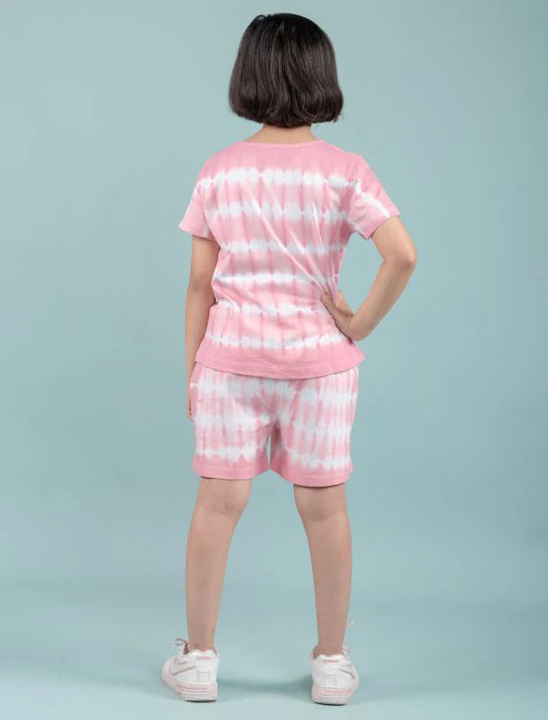 Tie-Dye Co-ord Set for Girls Kids (Pink)