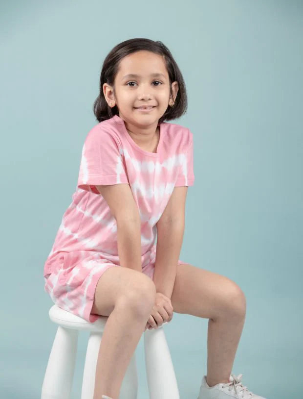Tie-Dye Co-ord Set for Girls Kids (Pink)