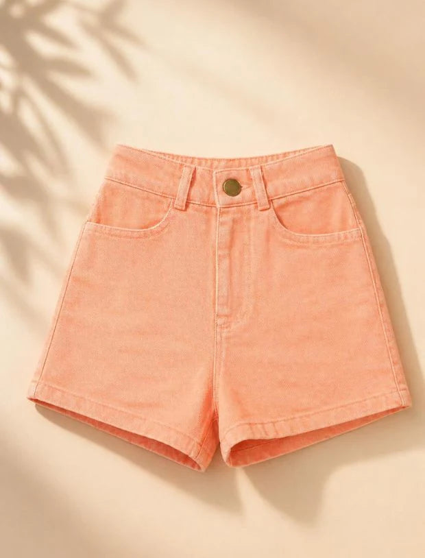 Girls Kids Denim Shorts (Peach)
