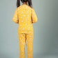Pure Rayon Girls Kids Floral Night Dress (Full Sleeves, Yellow) - Tweeny Mini