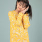 Pure Rayon Girls Kids Floral Night Dress (Full Sleeves, Yellow) - Tweeny Mini