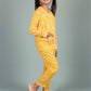 Pure Rayon Girls Kids Floral Night Dress (Full Sleeves, Yellow) - Tweeny Mini