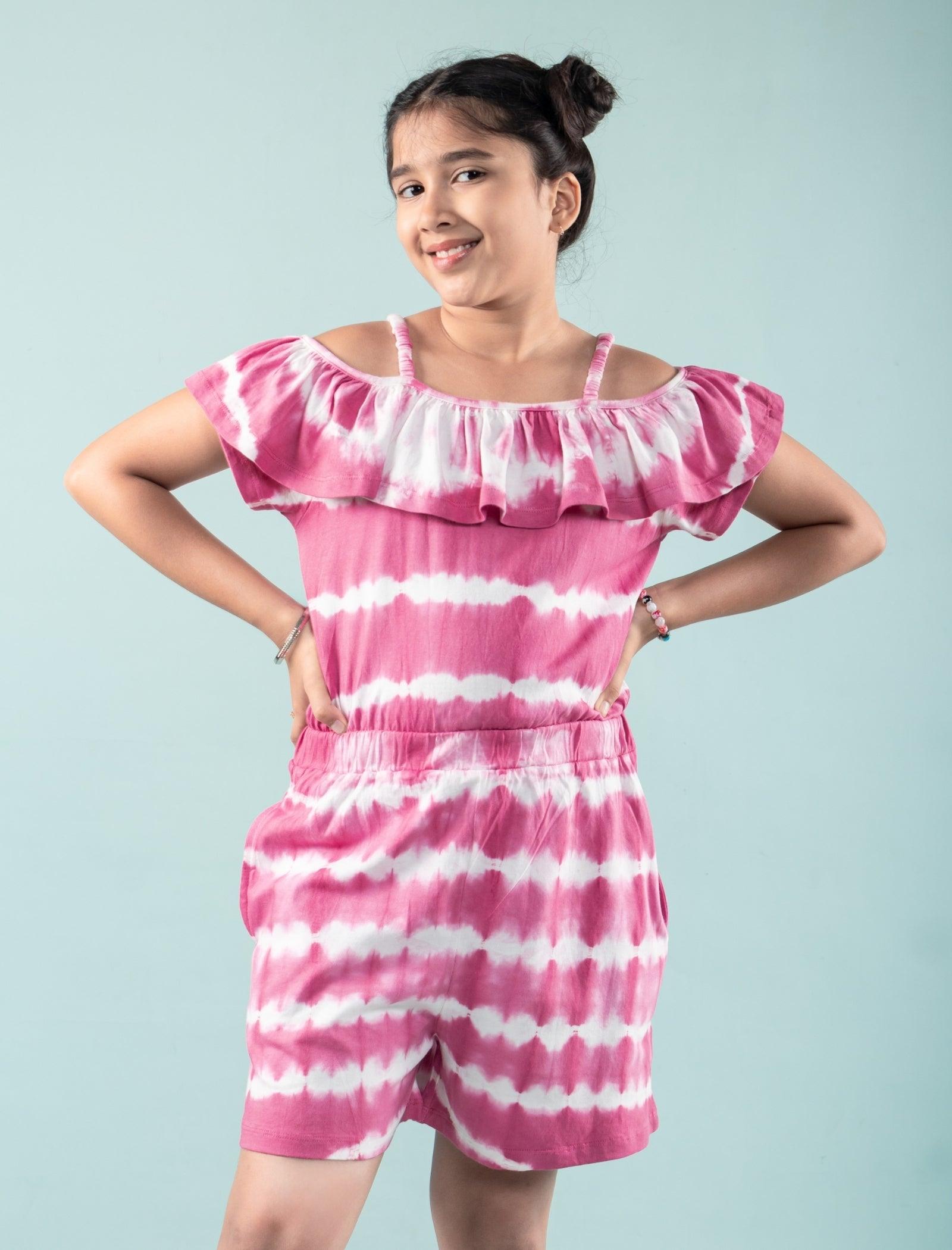 Summer Tie Dye Girls Kids Romper Dress (Pink) - Tweeny Mini