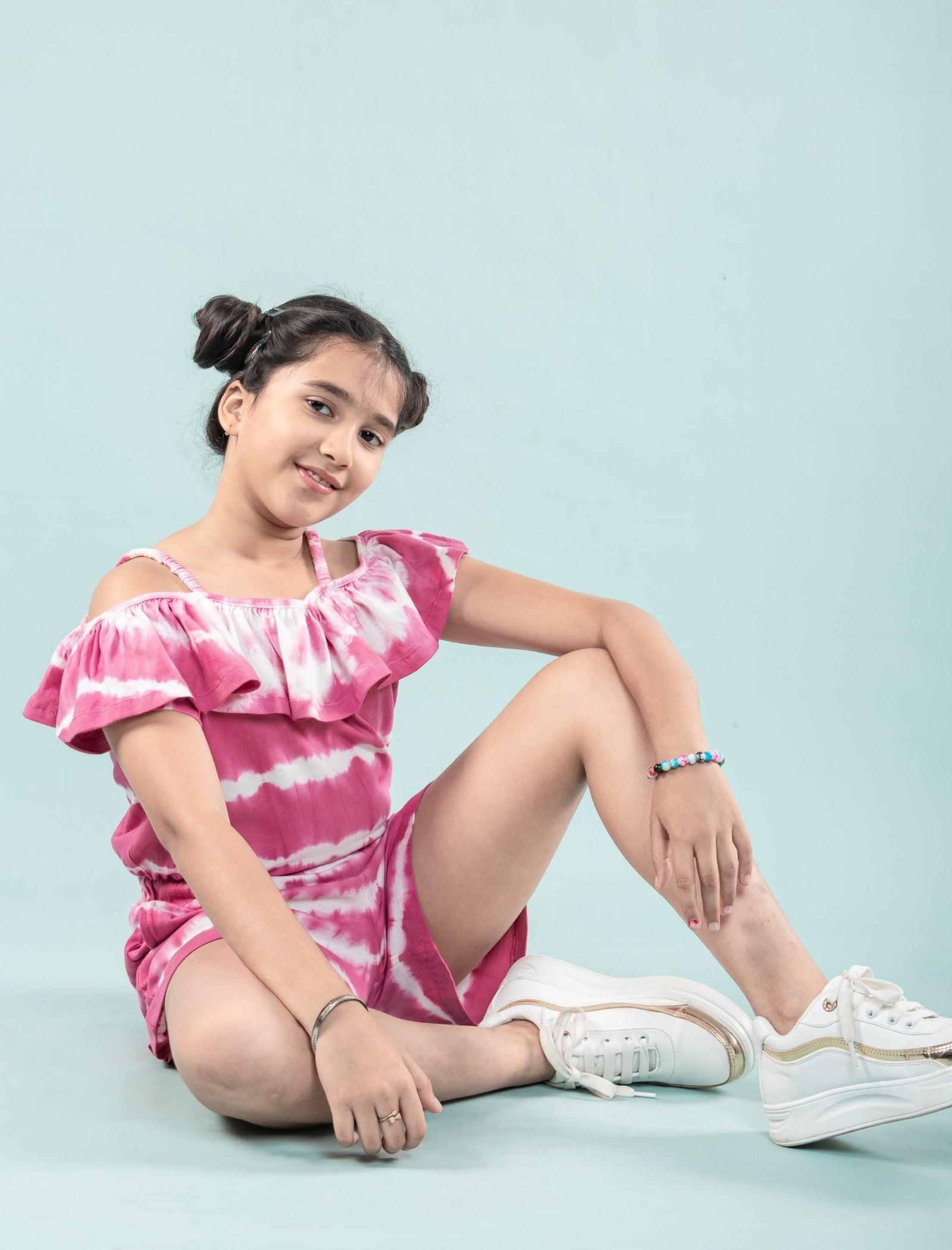 Summer Tie Dye Girls Kids Romper Dress (Pink) - Tweeny Mini