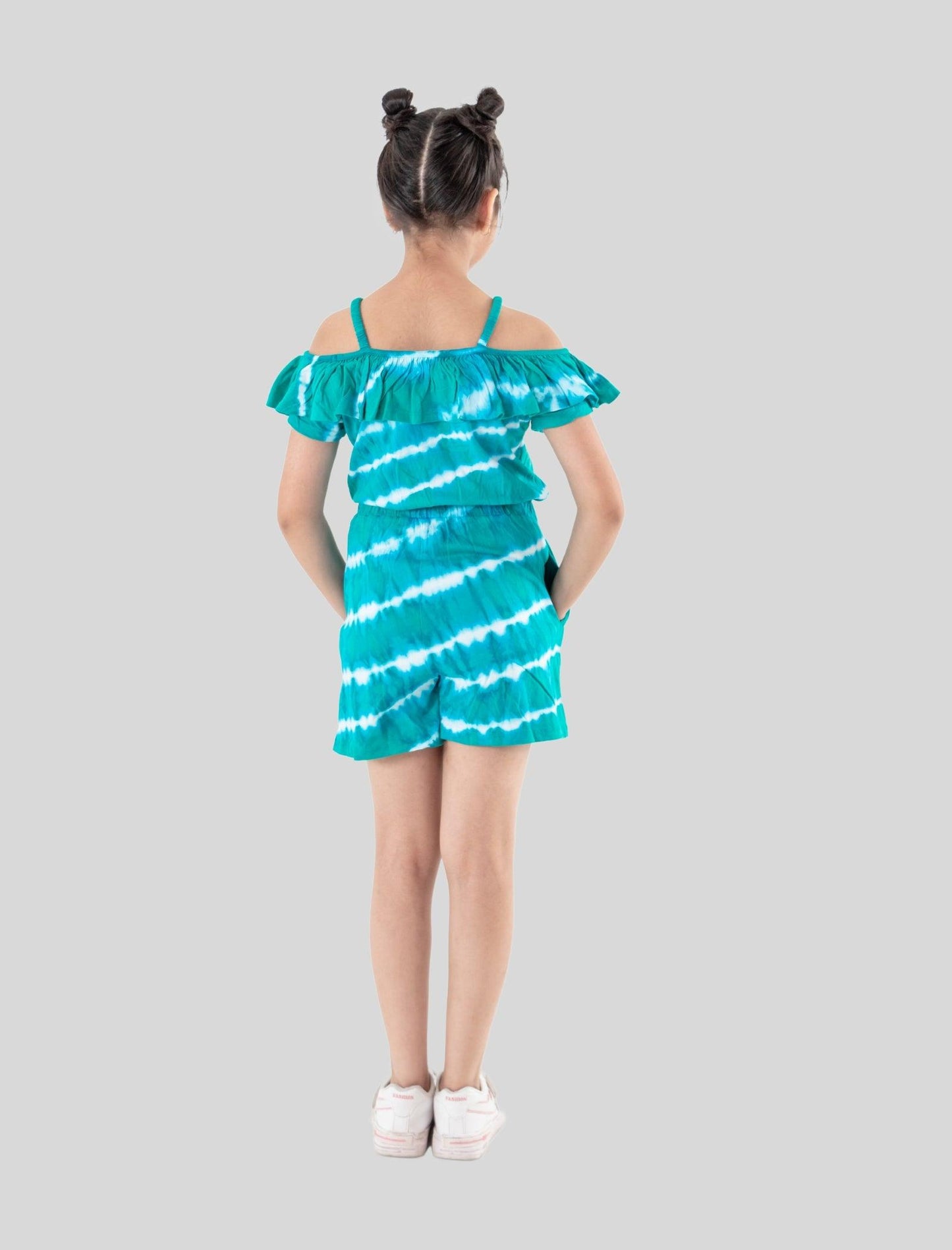 Pure Cotton Tie Dye Romper Dress For Girls (Green) - Tweeny Mini