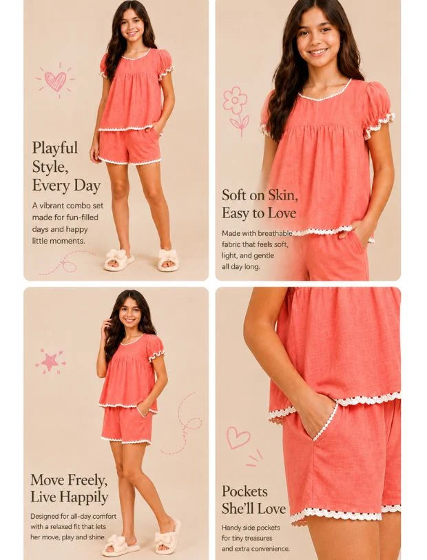 Girls Kids Pure Cotton Summer Loungewear set