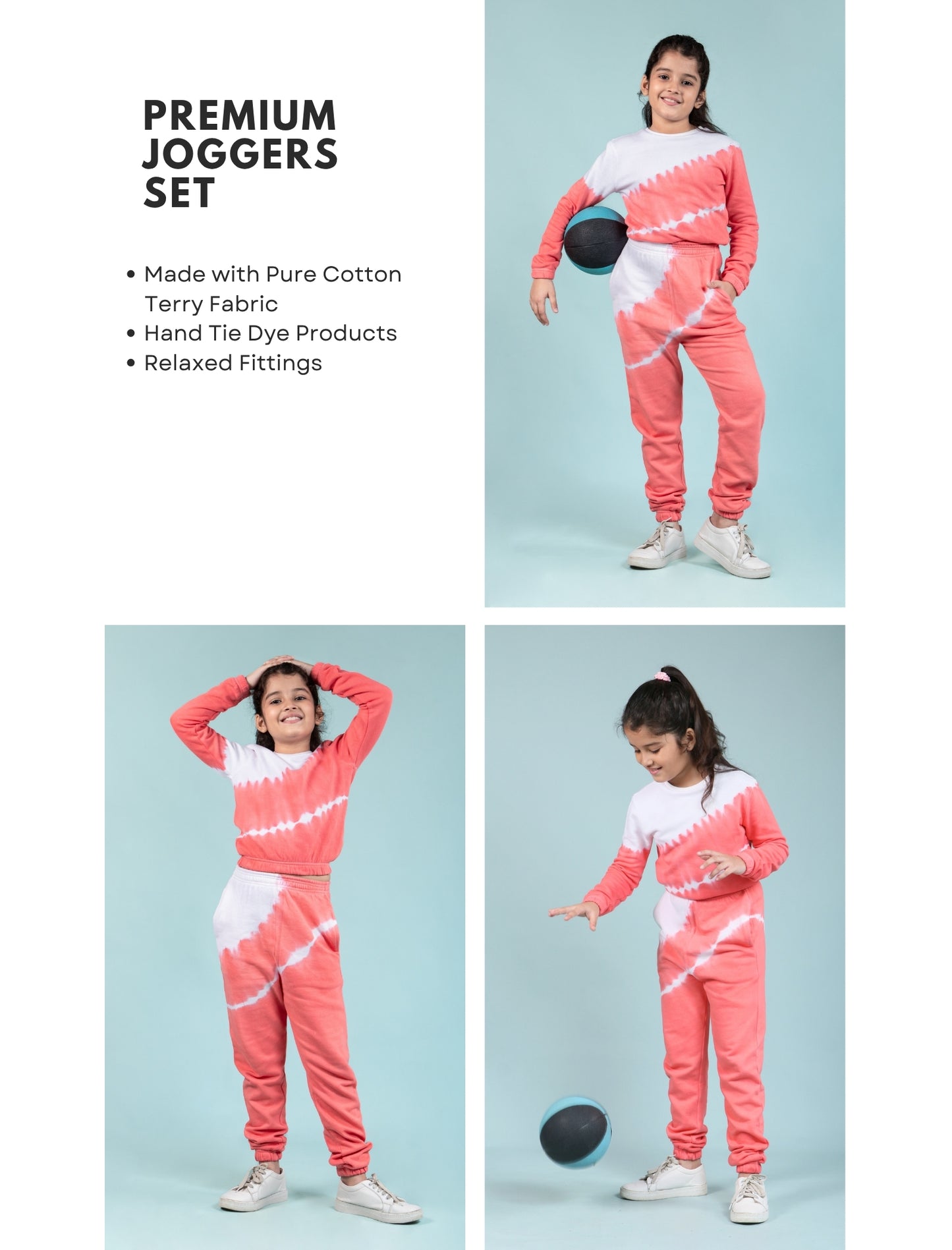 Terry Cotton Girls Kids Tie Dye Joggers Set (Mineral Red) - Tweeny Mini